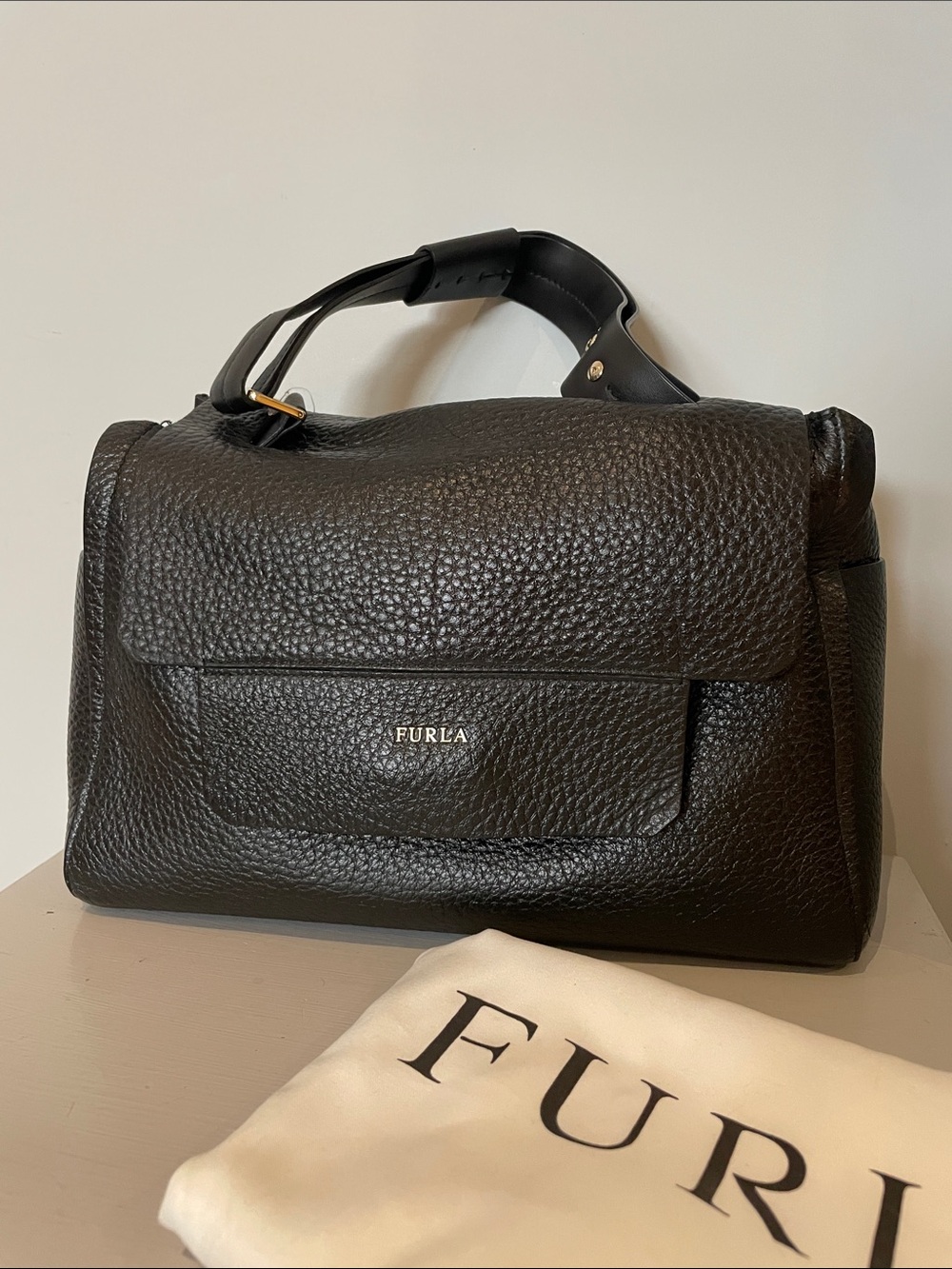Black Leather Furla Bag